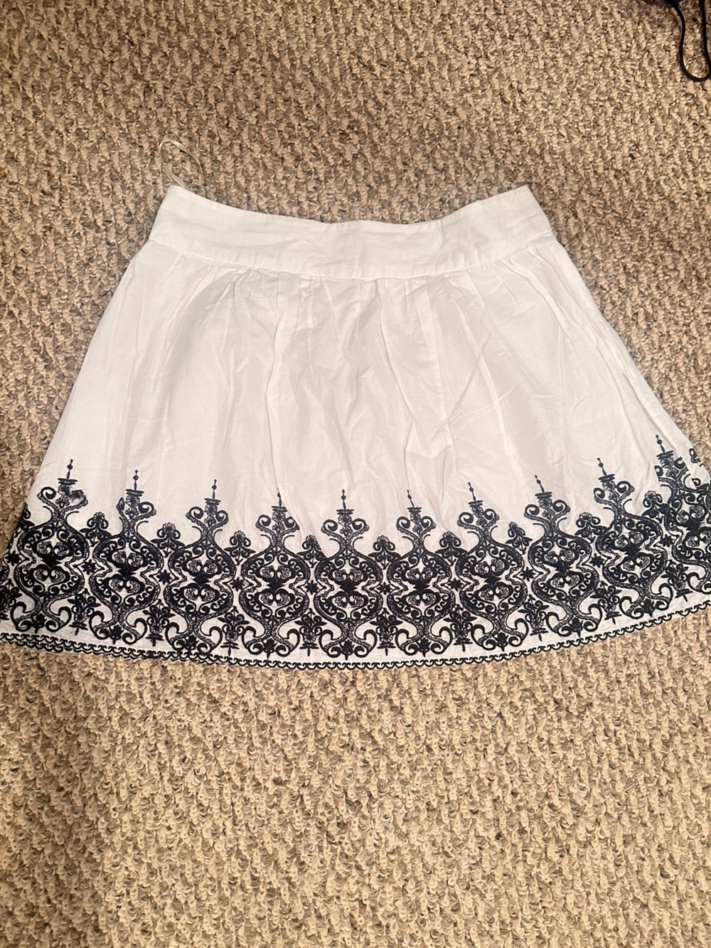 White Skirt with Black Embroidered Border - Nick and Mo brand size small